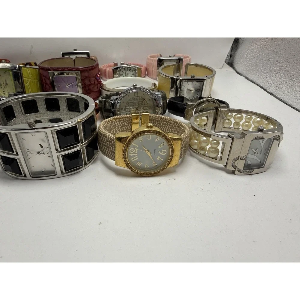 Mixed Cuff Bangle Bracelet‎ Watches Lot Of 20 Mixed Materials